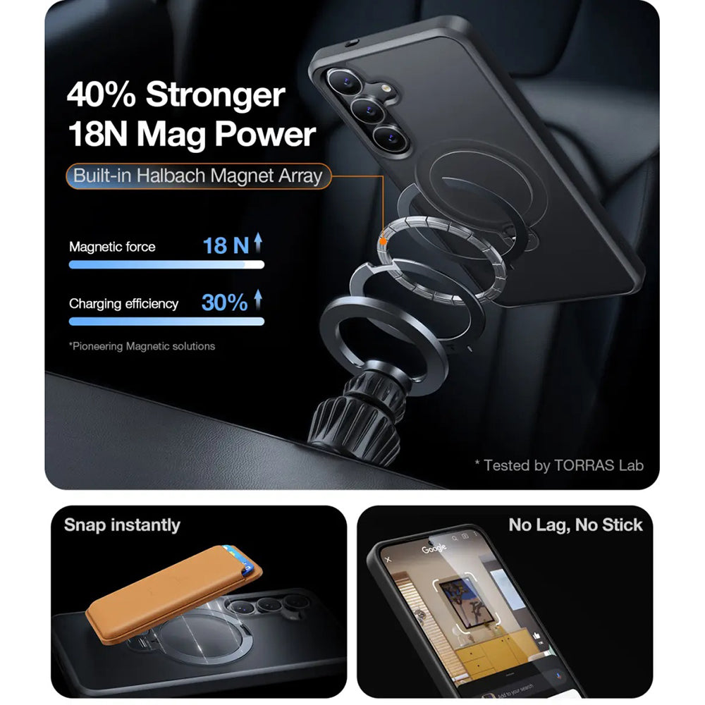 MagSafe Hülle für Samsung Galaxy S25+ S936, Torras, Ostand Spin, Schwarz