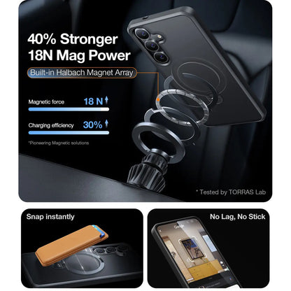 MagSafe Hülle für Samsung Galaxy S25+ S936, Torras, Ostand Spin, Schwarz