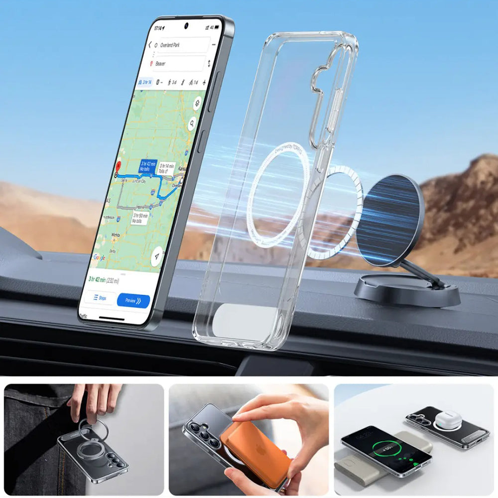 MagSafe hoes voor Samsung Galaxy S25+ S936, Torras, Pstand, Transparant