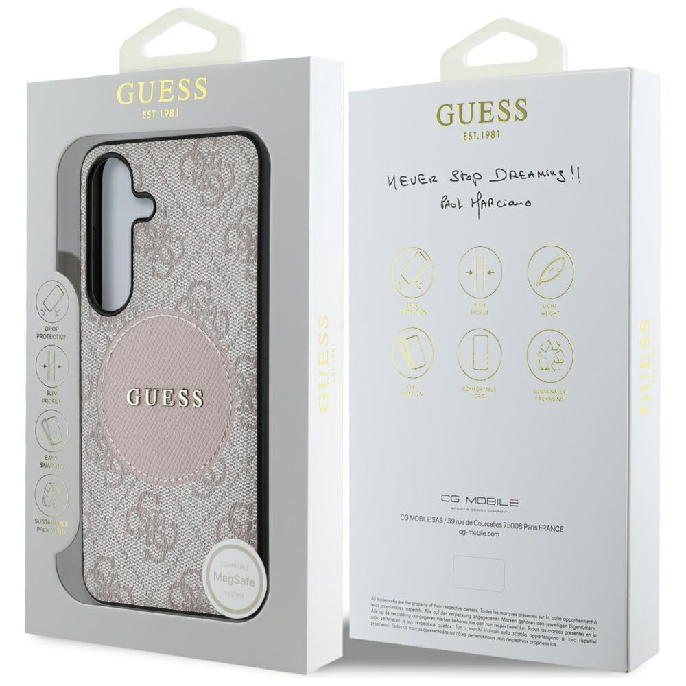 MagSafe hoesje voor Samsung Galaxy S25 S931, Guess, 4G Circle Classic Logo, Roze