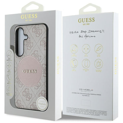 MagSafe hoesje voor Samsung Galaxy S25 S931, Guess, 4G Circle Classic Logo, Roze