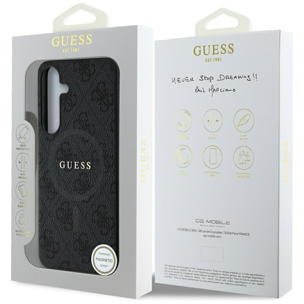 MagSafe hoesje voor Samsung Galaxy S25 S931, Guess, 4G Ring Classic Logo, Zwart