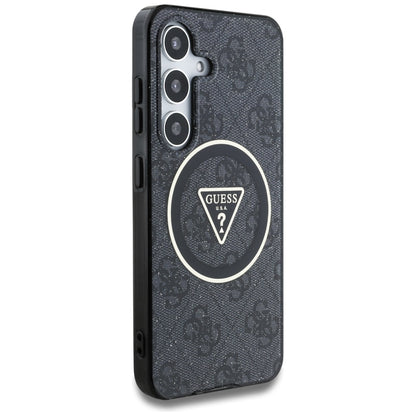 MagSafe hoesje voor Samsung Galaxy S25 S931, Guess, IML Glitter 4G Circle Triangle, Zwart