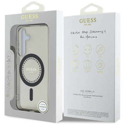 MagSafe hoesje voor Samsung Galaxy S25 S931, Guess, IML Rhinestone, Zwart