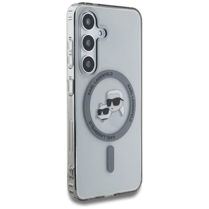 MagSafe Hülle für Samsung Galaxy S25 S931, Karl Lagerfeld, IML Metal Karl & Choupette's Heads, Schwarz