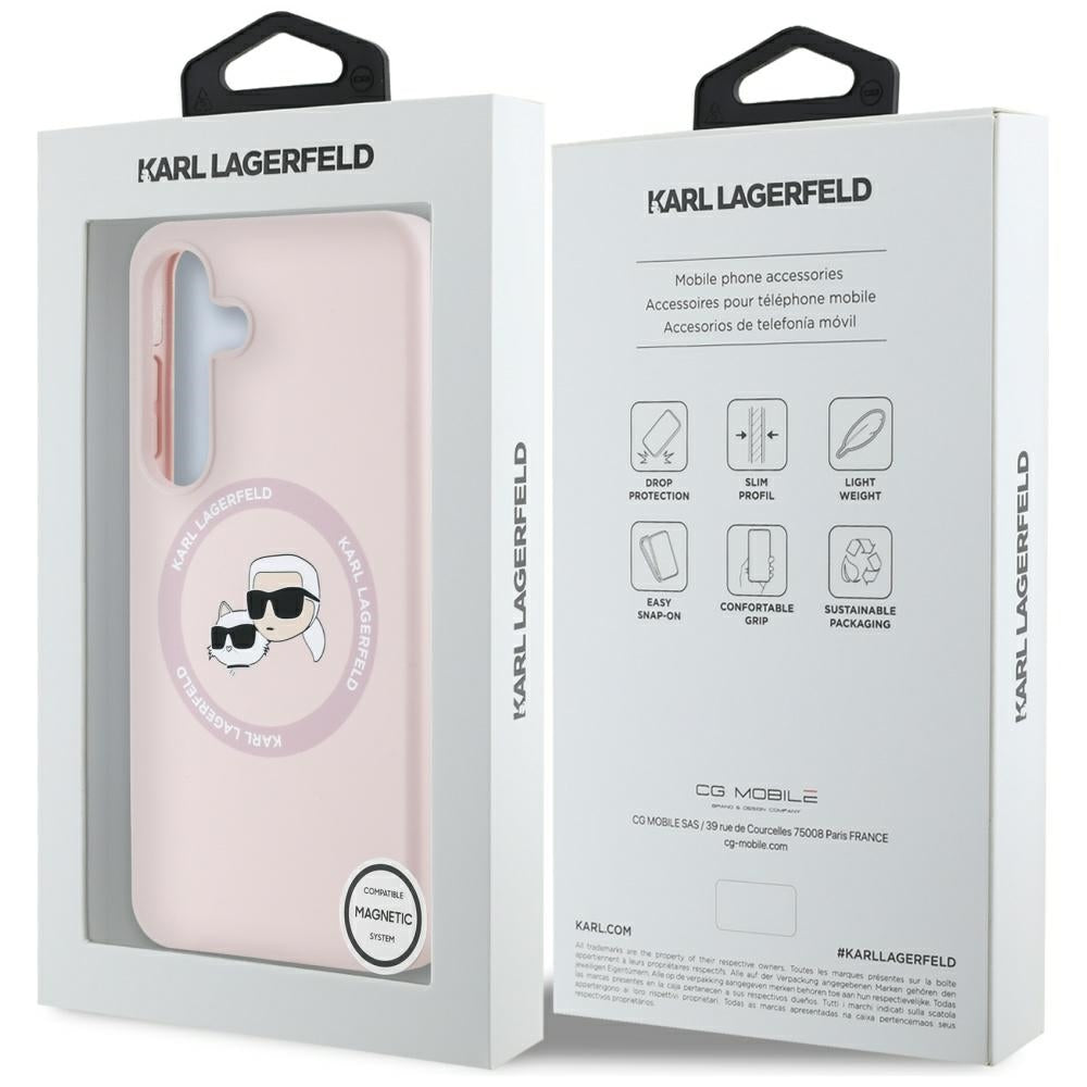 MagSafe hoes voor Samsung Galaxy S25 S931, Karl Lagerfeld, Silicone Double Heads, Roze