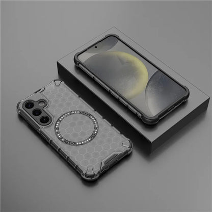 Coque MagSafe pour Samsung Galaxy S25 S931, Techsuit, HoneyComb Shield, Noire