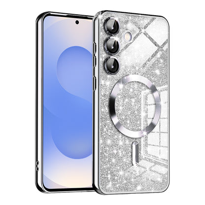 Coque MagSafe pour Samsung Galaxy S25 S931, Techsuit, Luxury Glitter, Argentée