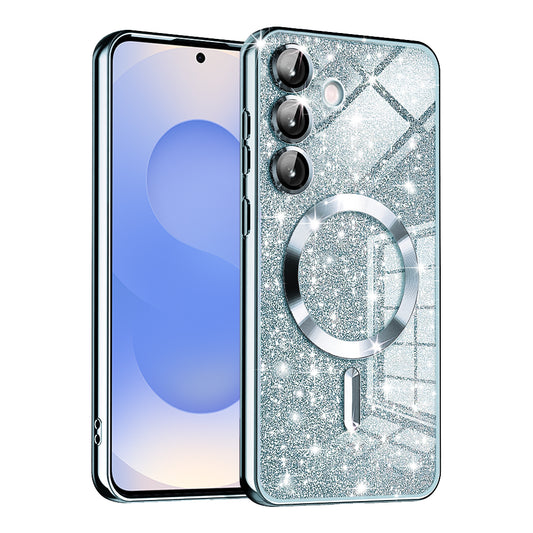 MagSafe-Hülle für Samsung Galaxy S25 S931, Techsuit, Luxury Glitter, Blau