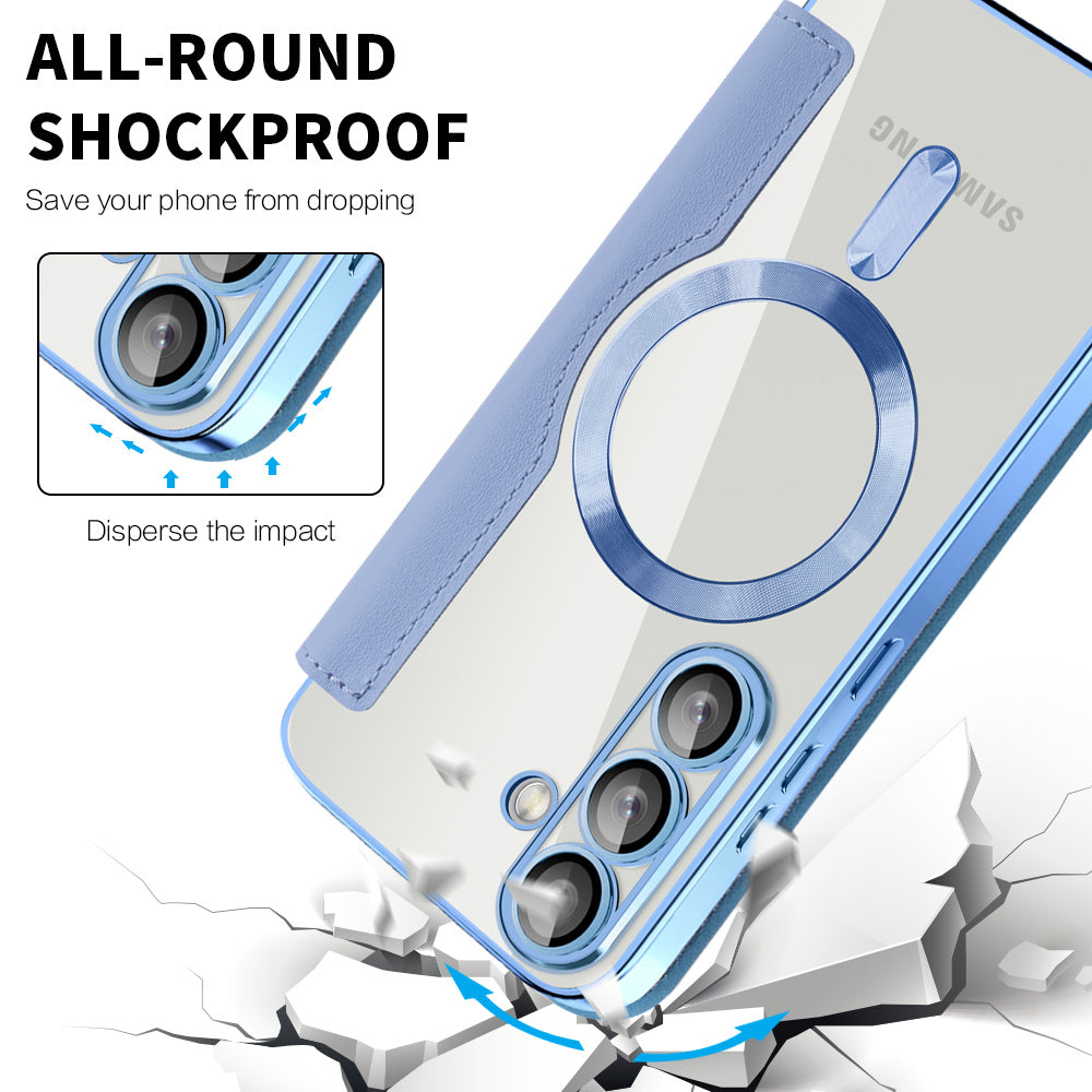 Coque MagSafe pour Samsung Galaxy S25 S931, Techsuit, SmartMag Book, Bleu
