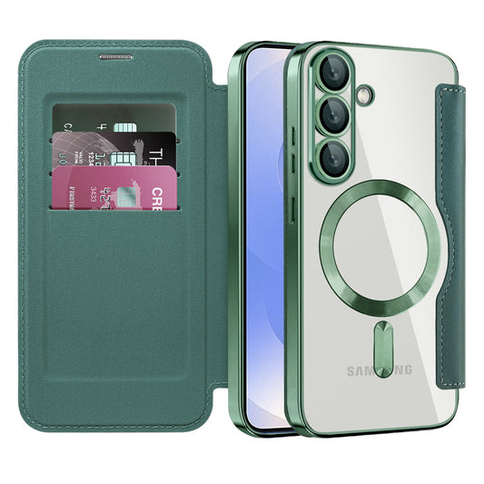 MagSafe-hoes voor Samsung Galaxy S25 S931, Techsuit, SmartMag Book, Groen