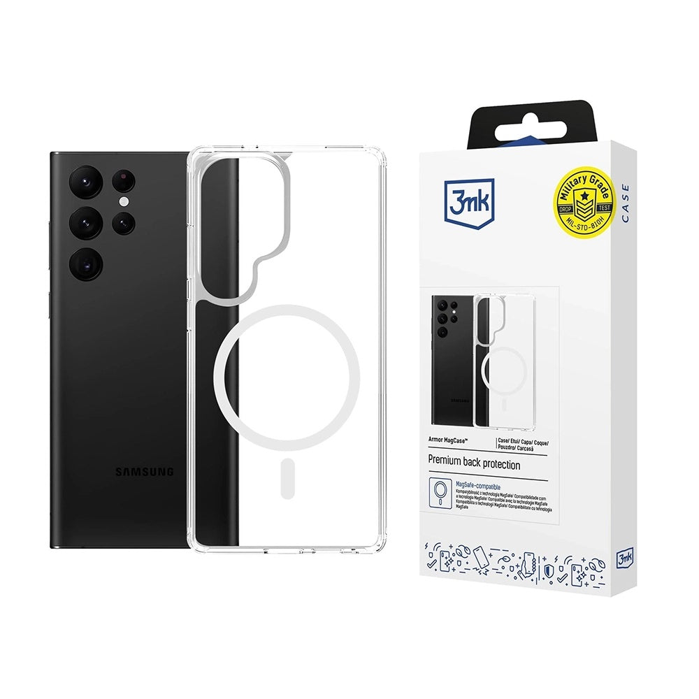MagSafe Case for Samsung Galaxy S25 Ultra S938, 3MK, Armor MagCase, Transparent