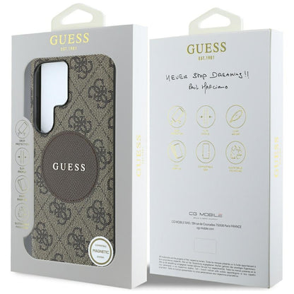 MagSafe hoesje voor Samsung Galaxy S25 Ultra S938, Guess, 4G Circle Classic Logo, Bruin