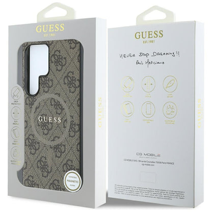 MagSafe hoesje voor Samsung Galaxy S25 Ultra S938, Guess, 4G Ring Classic Logo, Bruin
