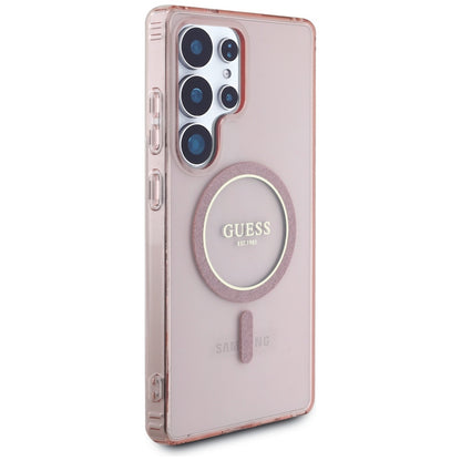 Étui MagSafe pour Samsung Galaxy S25 Ultra S938, Guess, IML Glitter Circle, Rose