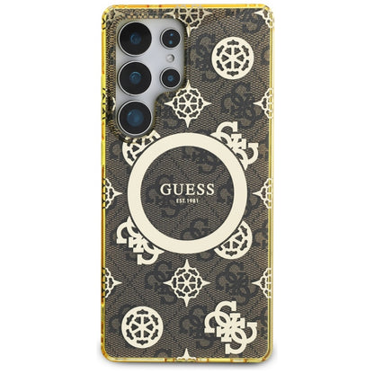 MagSafe hoesje voor Samsung Galaxy S25 Ultra S938, Guess, IML Peony On 4G Background, Bruin