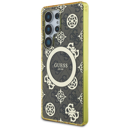 MagSafe hoesje voor Samsung Galaxy S25 Ultra S938, Guess, IML Peony On 4G Background, Bruin
