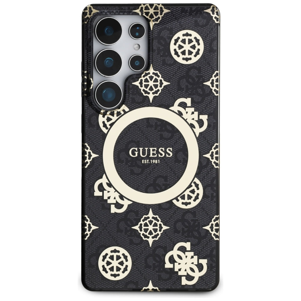 MagSafe hoesje voor Samsung Galaxy S25 Ultra S938, Guess, IML Peony On 4G Background, Zwart