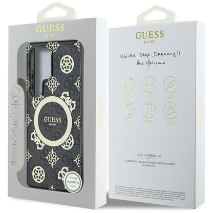 MagSafe hoesje voor Samsung Galaxy S25 Ultra S938, Guess, IML Peony On 4G Background, Zwart