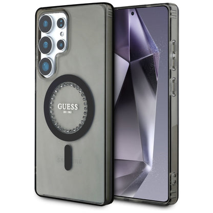 Étui MagSafe pour Samsung Galaxy S25 Ultra S938, Guess, IML Rhinestone, Noir