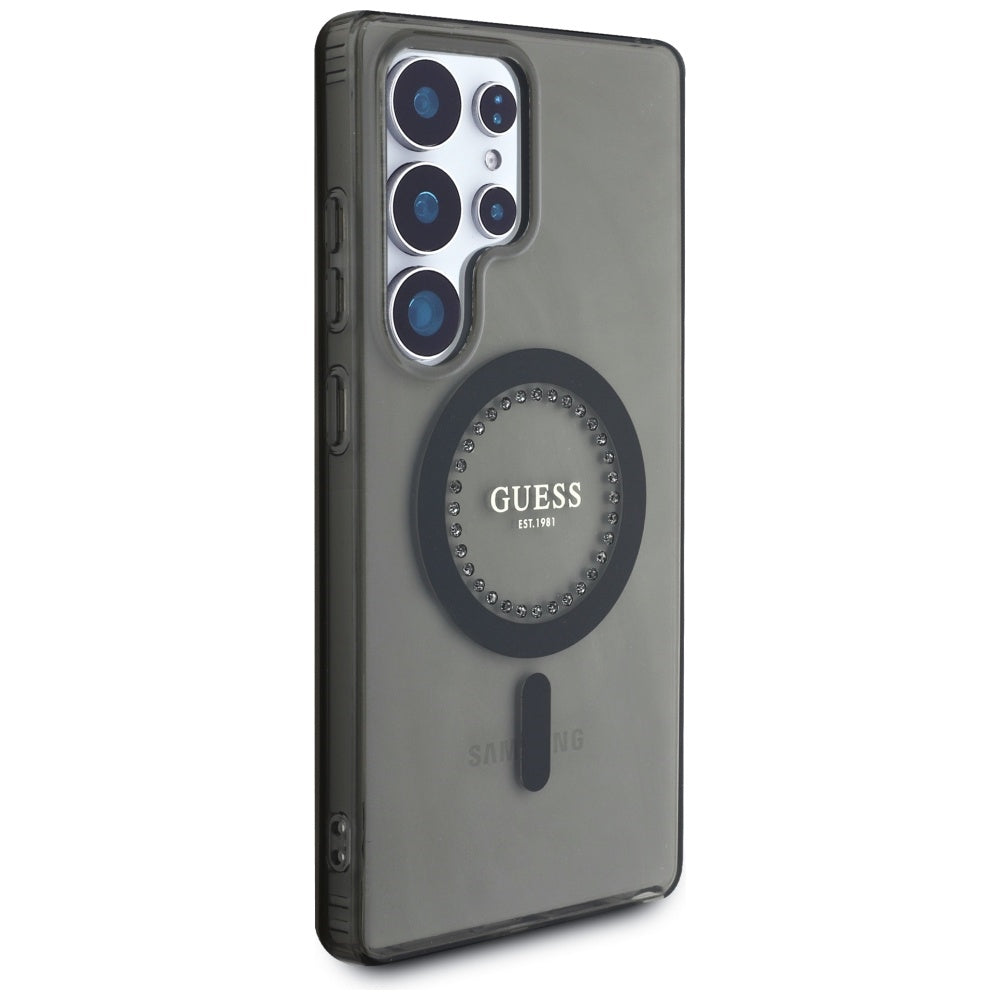 Étui MagSafe pour Samsung Galaxy S25 Ultra S938, Guess, IML Rhinestone, Noir