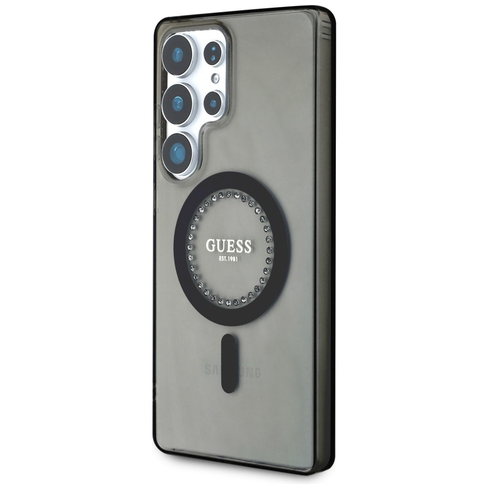 Étui MagSafe pour Samsung Galaxy S25 Ultra S938, Guess, IML Rhinestone, Noir
