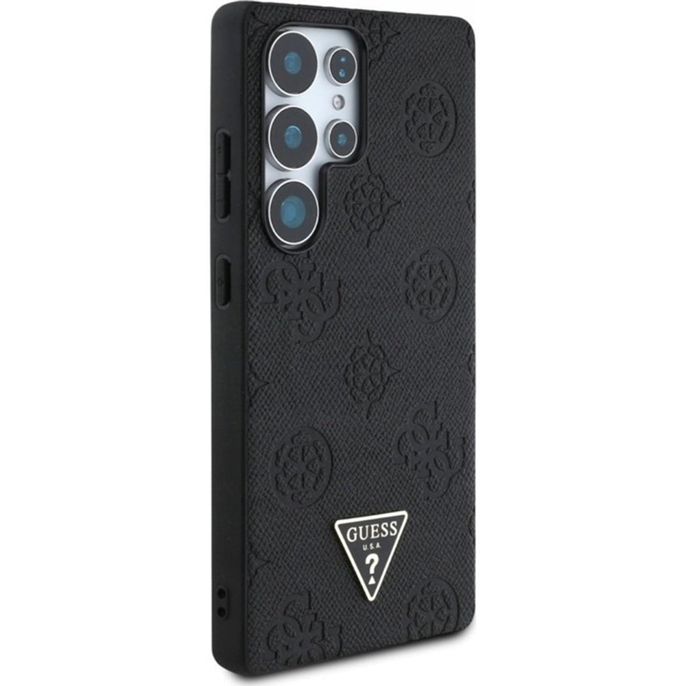 MagSafe Hülle für Samsung Galaxy S25 Ultra S938, Guess, Peony Grained Hot Stamp Triangle, Braun