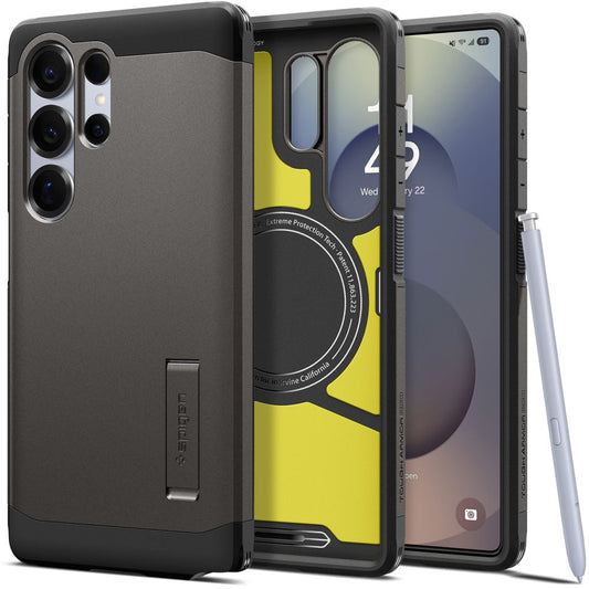 MagSafe hoesje voor Samsung Galaxy S25 Ultra S938, Spigen, Tough Armor, Gri