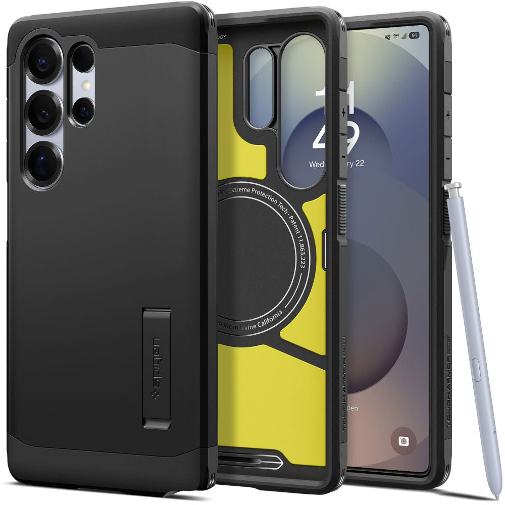 MagSafe hoesje voor Samsung Galaxy S25 Ultra S938, Spigen, Tough Armor, Zwart
