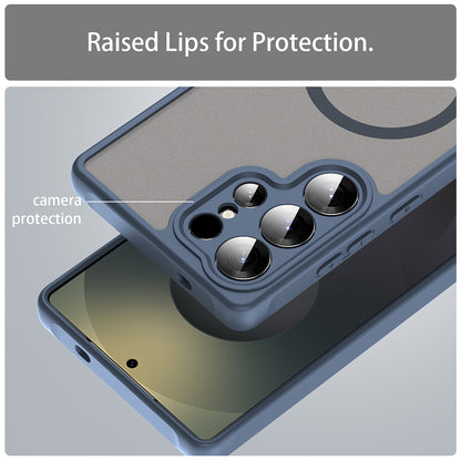 Coque MagSafe pour Samsung Galaxy S25 Ultra S938, Techsuit, HaloFrost II, Bleu marine