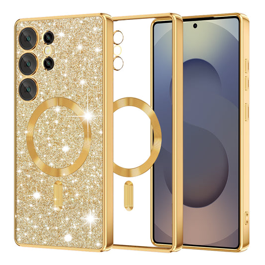 MagSafe-hoes voor Samsung Galaxy S25 Ultra S938, Techsuit, Luxury Glitter, Goud