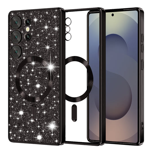 Coque MagSafe pour Samsung Galaxy S25 Ultra S938, Techsuit, Luxury Glitter, Noire