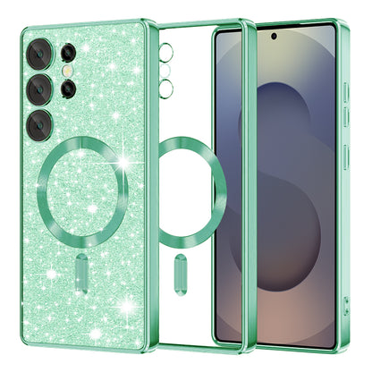 Coque MagSafe pour Samsung Galaxy S25 Ultra S938, Techsuit, Luxury Glitter, Vert Clair