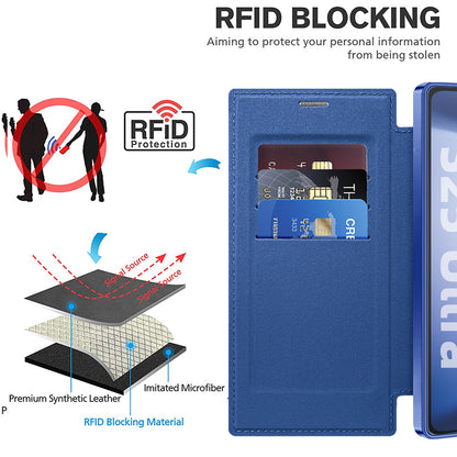 Coque MagSafe pour Samsung Galaxy S25 Ultra S938, Techsuit, SmartMag Book, Bleue