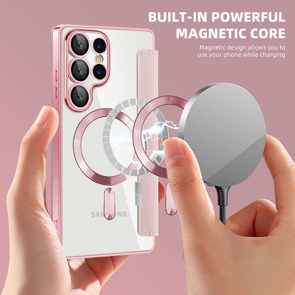 Coque MagSafe pour Samsung Galaxy S25 Ultra S938, Techsuit, SmartMag Book, Rose
