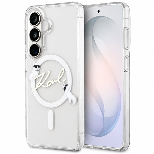 MagSafe-hoesje voor Samsung Galaxy S26 FE S741, Karl Lagerfeld, IML Choupette Karl Script Logo, transparant