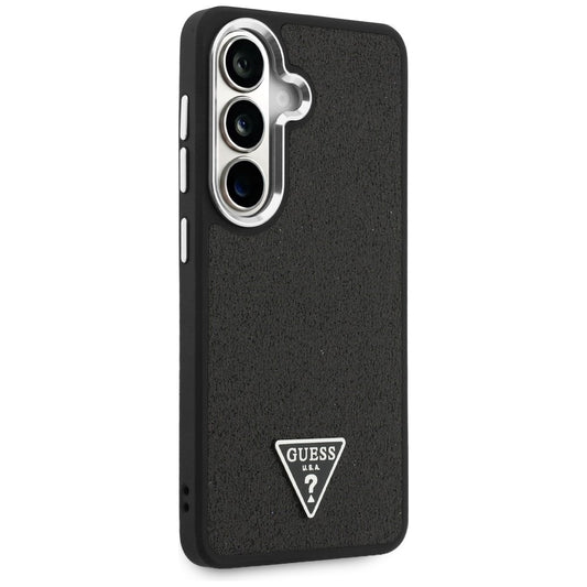 Coque MagSafe pour Samsung Galaxy S26 Plus S947, Guess, Logo Triangle Pailleté Fixe, Noire
