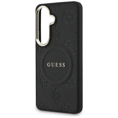 Étui MagSafe pour Samsung Galaxy S26 Plus S947, GUESS, Saffiano Peony Embossed Ring, Noir