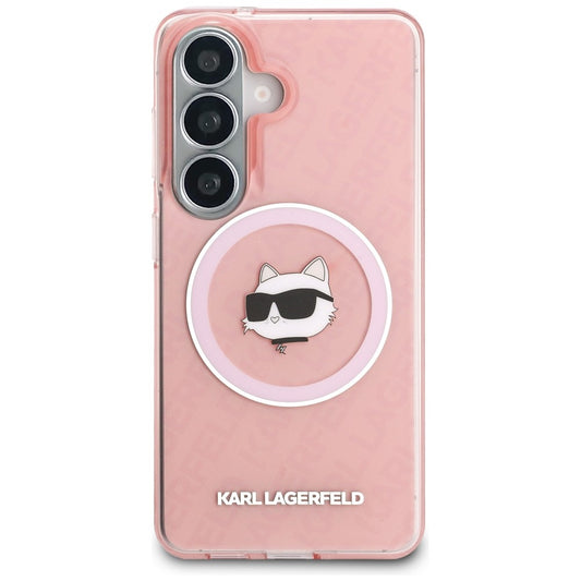 MagSafe hoesje voor Samsung Galaxy S26 Plus S947, Karl Lagerfeld, IML Choupette Head on KL Repeated Logo, Roze