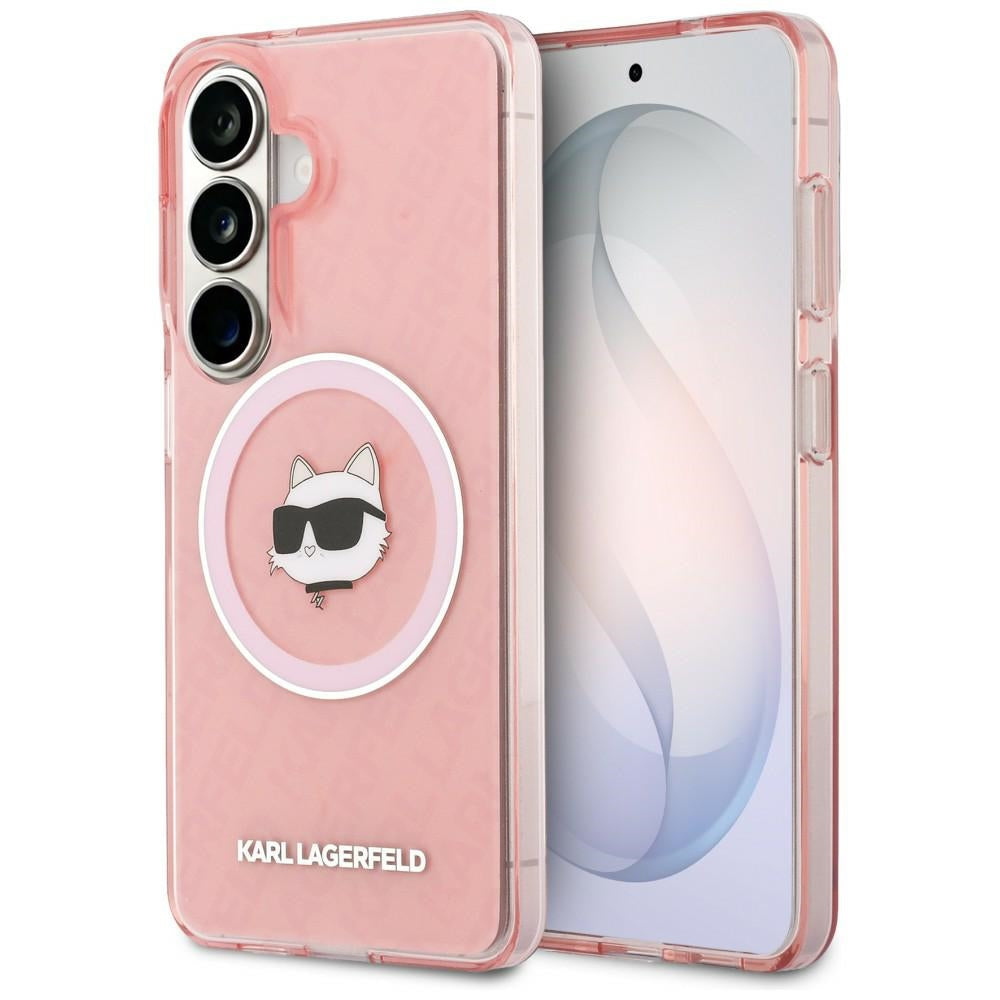 MagSafe hoesje voor Samsung Galaxy S26 Plus S947, Karl Lagerfeld, IML Choupette Head on KL Repeated Logo, Roze