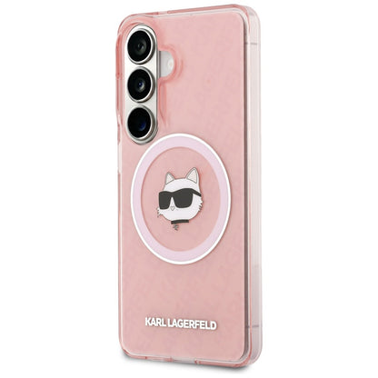 MagSafe hoesje voor Samsung Galaxy S26 Plus S947, Karl Lagerfeld, IML Choupette Head on KL Repeated Logo, Roze