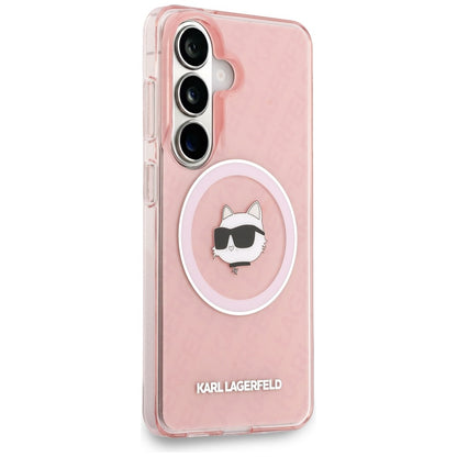 MagSafe hoesje voor Samsung Galaxy S26 Plus S947, Karl Lagerfeld, IML Choupette Head on KL Repeated Logo, Roze