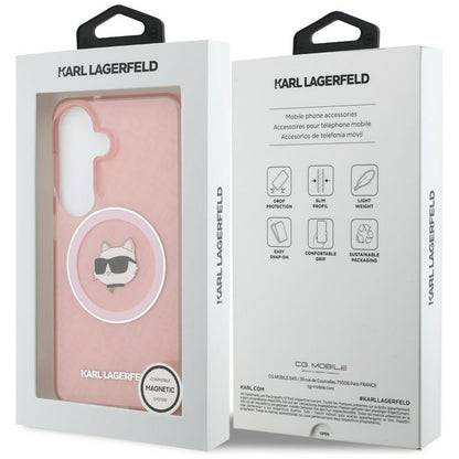 MagSafe hoesje voor Samsung Galaxy S26 Plus S947, Karl Lagerfeld, IML Choupette Head on KL Repeated Logo, Roze