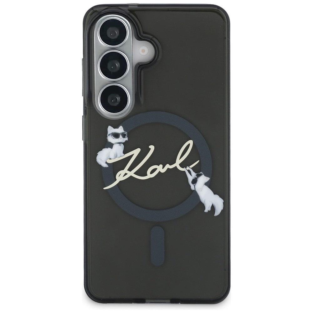 MagSafe-hoes voor Samsung Galaxy S26 Plus S947, Karl Lagerfeld, IML Choupette Karl Script Logo, Zwart