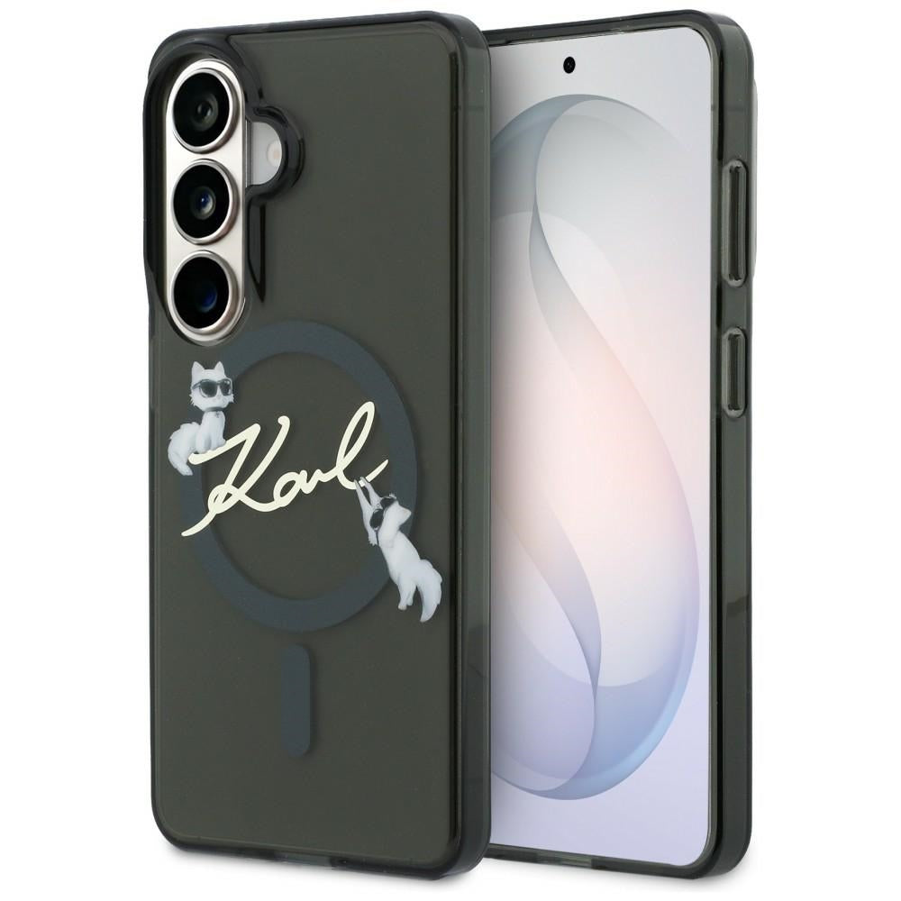 MagSafe-hoes voor Samsung Galaxy S26 Plus S947, Karl Lagerfeld, IML Choupette Karl Script Logo, Zwart