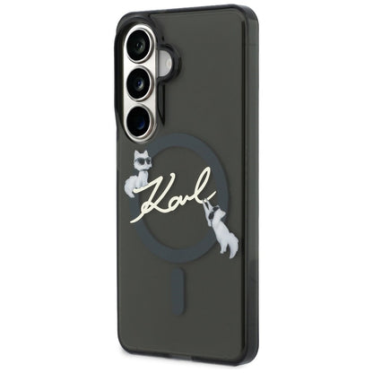 MagSafe-hoes voor Samsung Galaxy S26 Plus S947, Karl Lagerfeld, IML Choupette Karl Script Logo, Zwart