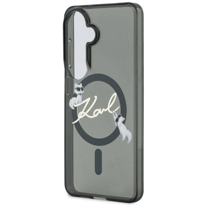 MagSafe-hoes voor Samsung Galaxy S26 Plus S947, Karl Lagerfeld, IML Choupette Karl Script Logo, Zwart