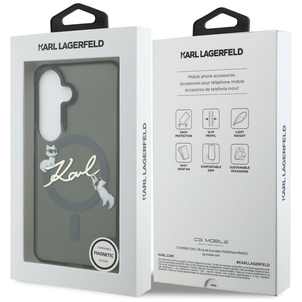 MagSafe-hoes voor Samsung Galaxy S26 Plus S947, Karl Lagerfeld, IML Choupette Karl Script Logo, Zwart