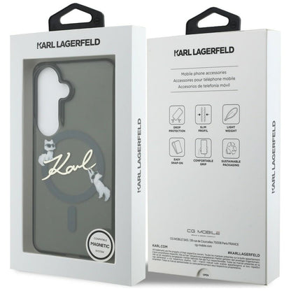 MagSafe-hoes voor Samsung Galaxy S26 Plus S947, Karl Lagerfeld, IML Choupette Karl Script Logo, Zwart