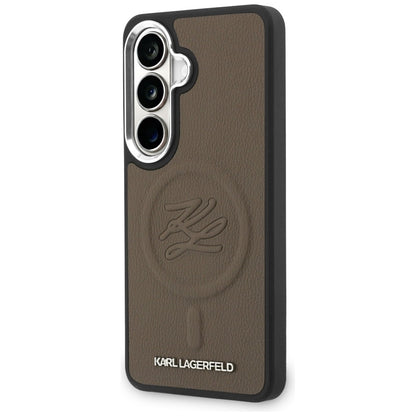 Étui MagSafe pour Samsung Galaxy S26 Plus S947, Karl Lagerfeld, Logo Initial en Relief, Marron